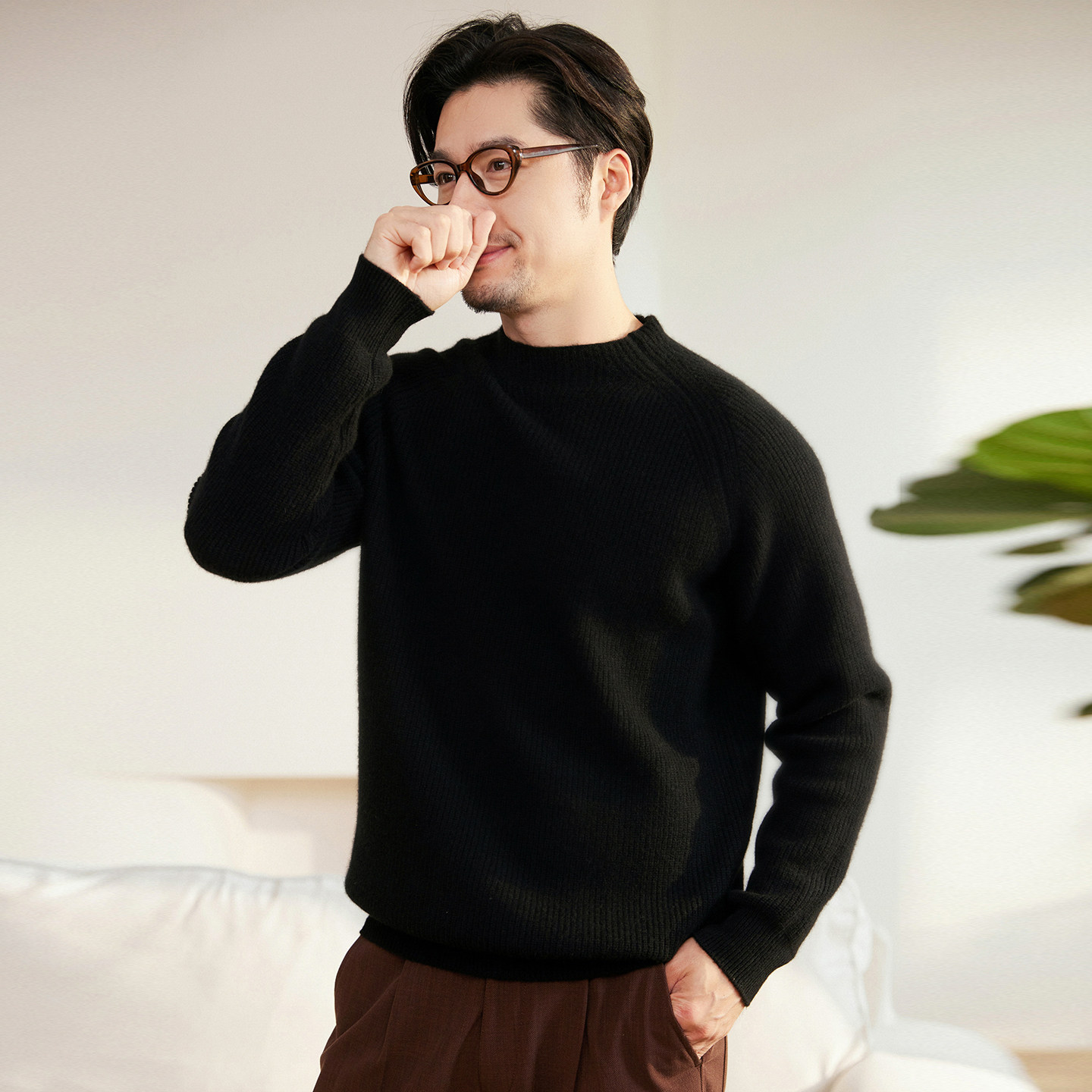 秋冬100%纯山羊绒半高领针织毛衣