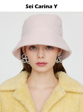 Sei Carina Y复古毛呢渔夫帽子气质休闲宽檐盆帽女