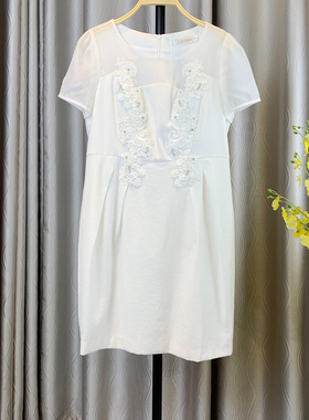 51大促清 乔帛夏白色蕾丝刺绣连衣裙名媛小香风淑女优雅知性清版