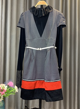 品牌撤柜 乔帛秋款大码波点连衣裙名媛风百搭洋气减龄 清版双十一