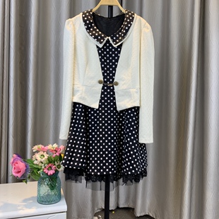 新年特惠 2025秋款2件套波点大码连衣裙 减龄百搭 孤品特惠99捡漏