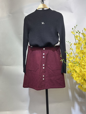 奥特撤柜 【魔美】春秋修身圆领黑色大码绵羊毛针织衫 年货节捡漏