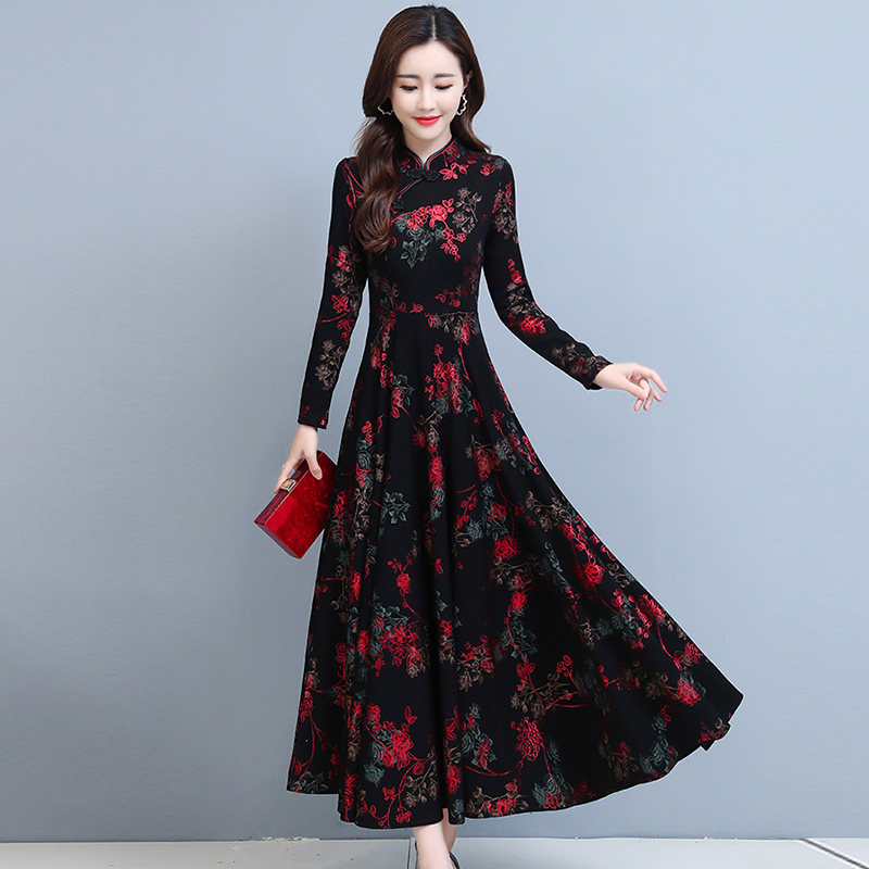 旗袍改良版连衣裙爆款秋装2020年新款女高端大牌名媛减龄四五十岁