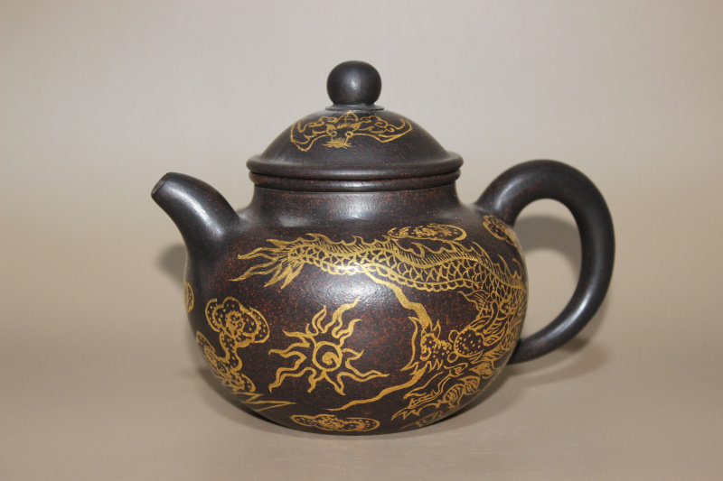 名家大师李昌鸿老紫砂壶纯手工宜兴原矿紫泥鎏金龙凤家用泡茶壶具