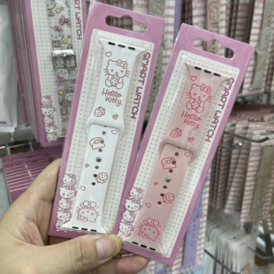 【华强北优选】可爱草莓卡通KT猫适用苹果10手表带iwatch98硅胶se