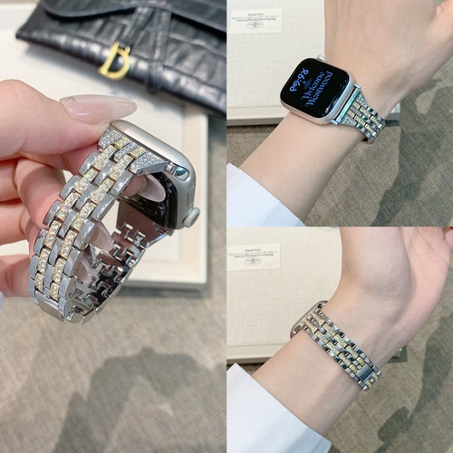 【鎏金闪钻】适用苹果APPLEWATCH华强北cd12金属HK11ProMax手表带