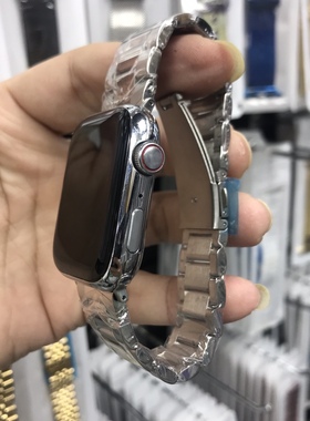 适用applewatch苹果s8乔帮主HK8/9promax高级不锈钢s7手表带通用