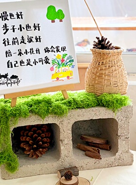 仿真苔藓幼儿园绿色系教室自然角造景环创装饰材料布置春天氛围角