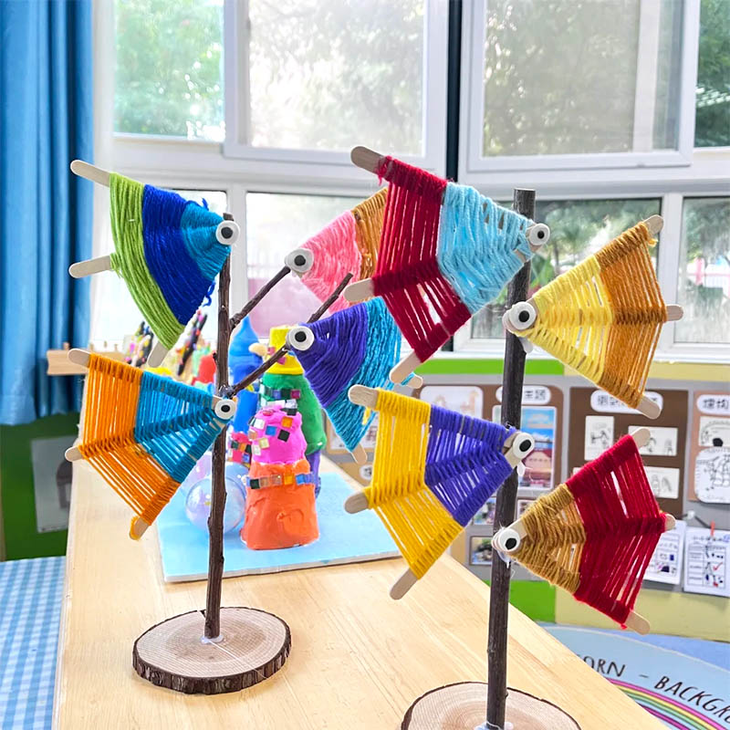幼儿园编织区环创美工区域大班手工毛线diy小鱼材料包儿童作品墙