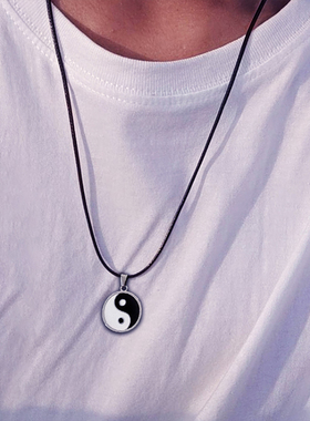 港风国潮太极八卦拼色项链