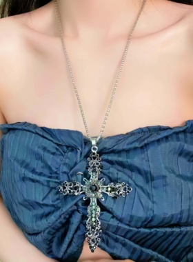 欧美小众设计十字架长款项链