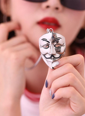 欧美冷淡风小丑面具个性项链