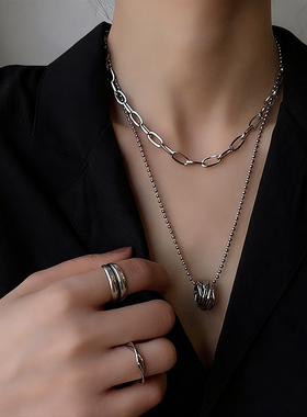 INS风冷淡风多层环形锁骨链