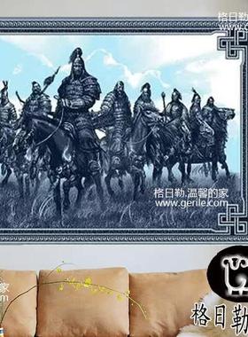 新款蒙古国细羊毛编织成吉思汗将士1.2米*2米立体逼真书房送礼