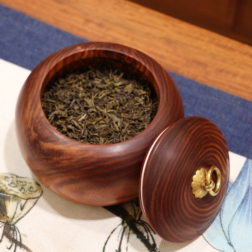 非洲赞比亚血檀茶叶罐 中式家用茶叶盒 木质精品高档 实木茶罐