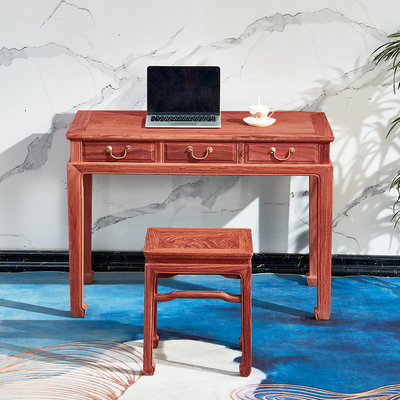 缅甸花梨书桌红木家具大果紫檀实木写字台家用中式简易办公电脑桌