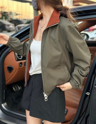 【宋家同款】L女装新款拉链高领飞行员双面夹克外套