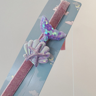 美人鱼刘海贴防滑女儿童甜美可爱公主压发粘碎发贴软发箍魔术贴