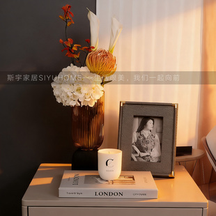 饰道具 客厅卧室样板间桌面摆件床头柜拼接相框茶几花艺玻璃花瓶装