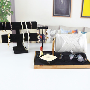 样板房飘窗梳妆台饰品首饰金属托盘手包粉饼口红衣柜软装 饰品摆件