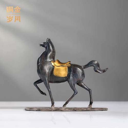 福运绵延铜金岁月黄铜马摆件