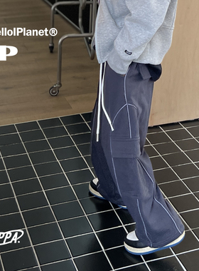 现ppapa 拼接分割宽松百搭儿童时尚秋款卫衣长裤运动裤 813486