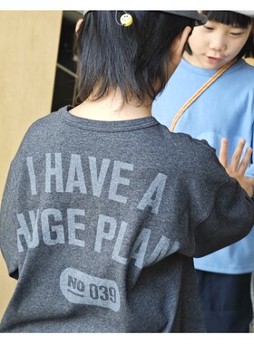 ppapa 秋季雪峰棉亲肤儿童印花休闲T恤宽松廓形圆领长袖 1013114