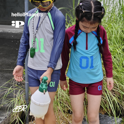 ppapa 现货撞色男女童夏季透气游泳套装 913648