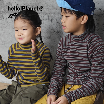 现ppapa 条纹保暖抗静电防紫外线中领儿童打底衫长袖T恤1013171
