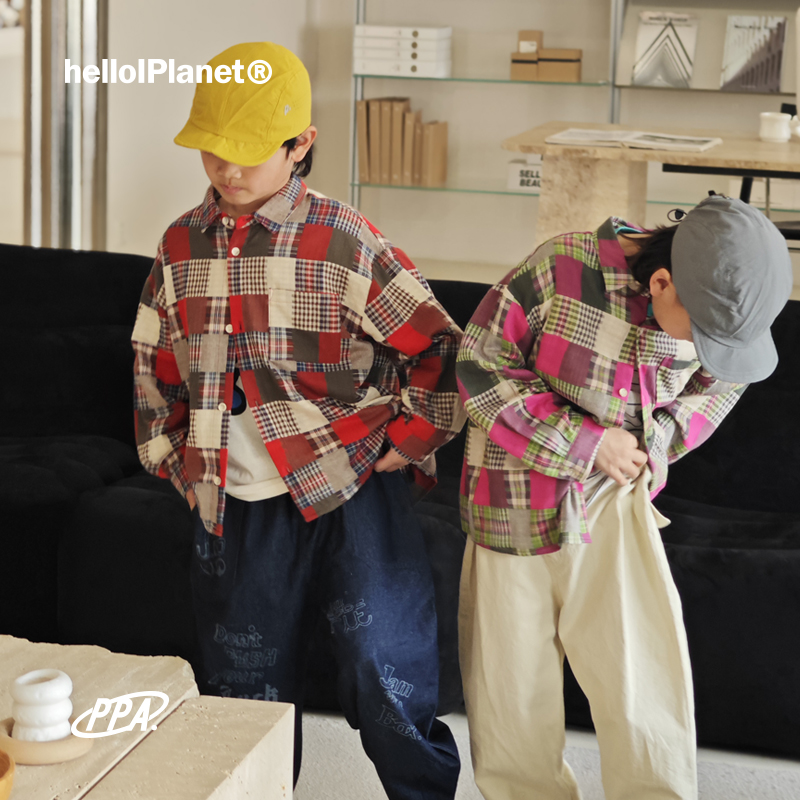 ppapa双层棉纱柔软透气格子衬衫