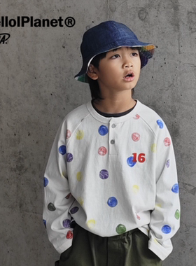 ppapa 雪峰棉波点条纹吸湿排汗中大童亲肤舒适T恤打底长袖1013148