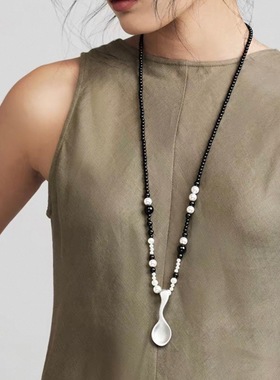 秋冬哑光勺子叉子吊坠项链