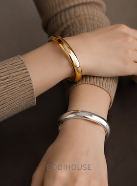 欧美跨境饰品 简约金属感光面弹簧手镯 时尚个性Bracelet几何套装