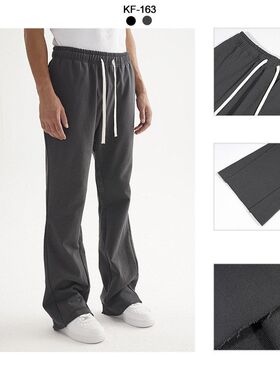 G2 深灰色微喇弯刀卫裤男款美式修身cleanfit慵懒阔腿休闲运动裤