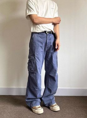 【法工蓝cargo】G2复古做旧重磅cleanfit美式直筒男女cargo工装裤