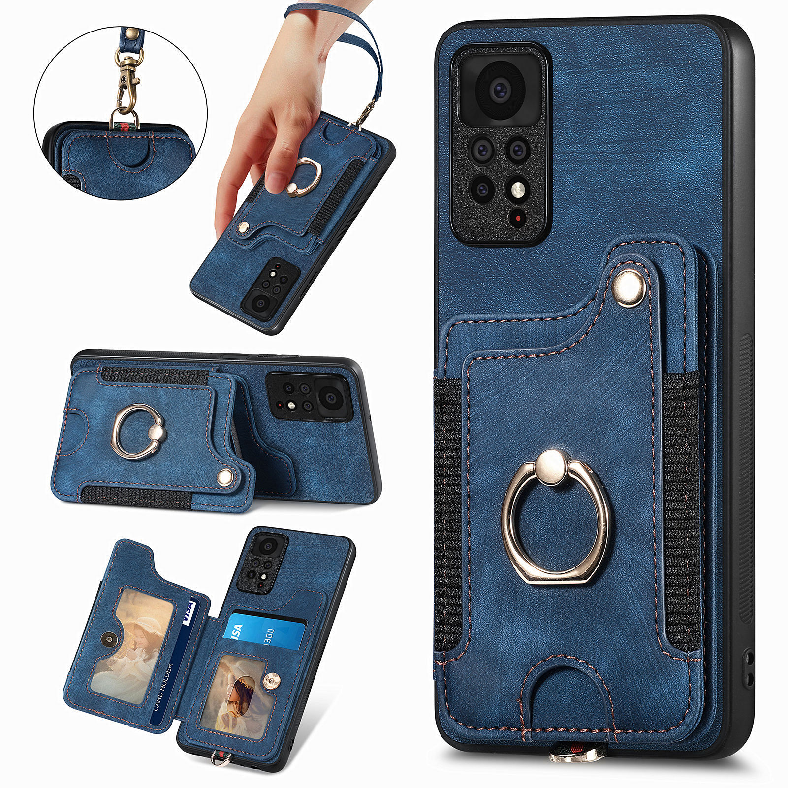 红米NOTE14卡包挂绳适用小米14手机壳12 Lite支架15p纯色14Tpro手绳全包poco腕带红米14C青春版11/13t手机壳