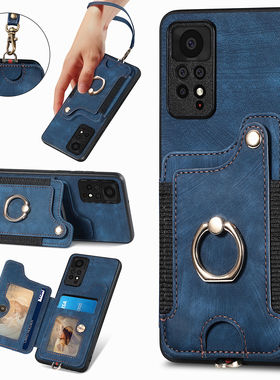 红米NOTE14卡包挂绳适用小米14手机壳红米15C 4G支架17p纯色15Tpro手绳全包腕带红米14C青春版红米k90p手机壳