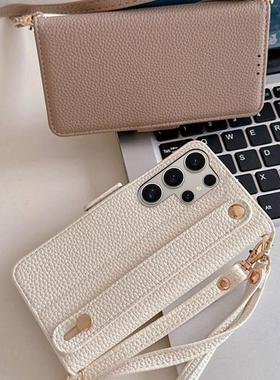 挂绳适用三星S24Ultra手机壳S23腕带s26+新款s21fe全包防摔note20奢华A55斜挎54保护套a34 S25+翻盖A52外壳