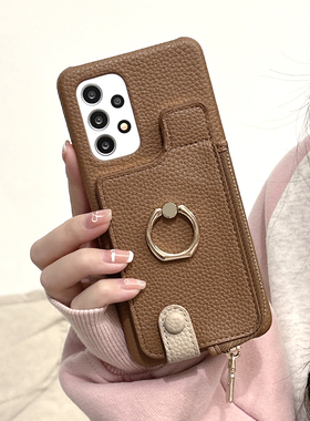 拉链卡包S23U适用三星S24ultra手机壳支架S26plus卡套S25u钱包A54插卡A53放卡A15半包A33卡槽S24P套S20女男