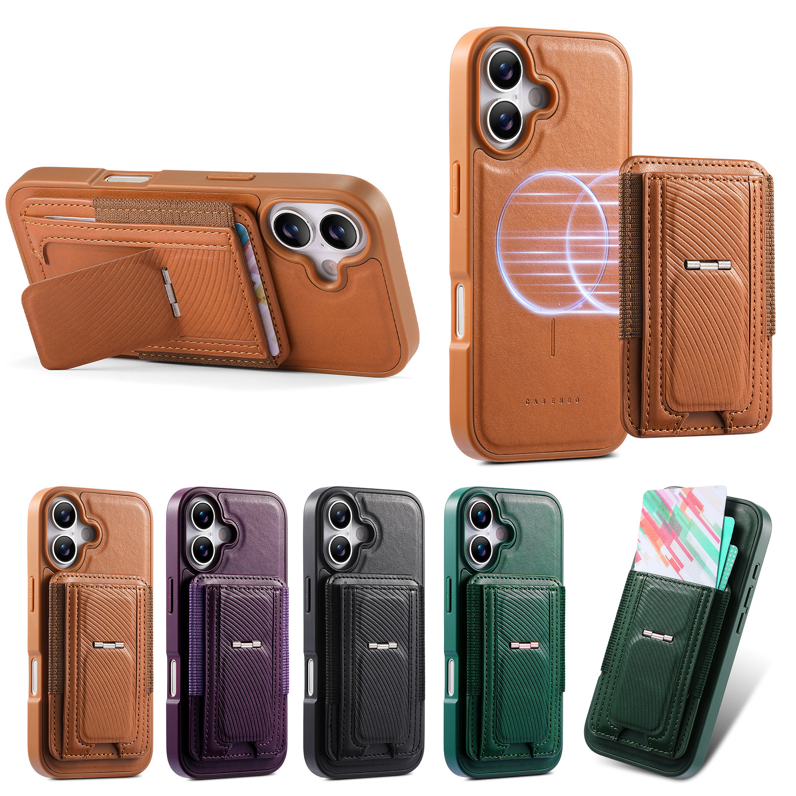 磁吸卡包手机折叠支架款适用iPhone17Promax/16磁吸手机壳MagSafe简约14pro皮质15苹果软壳商务保护壳13/12,3C数码配件,手机保护套/壳,淘宝优惠券,粉丝福利购,淘宝优惠卷