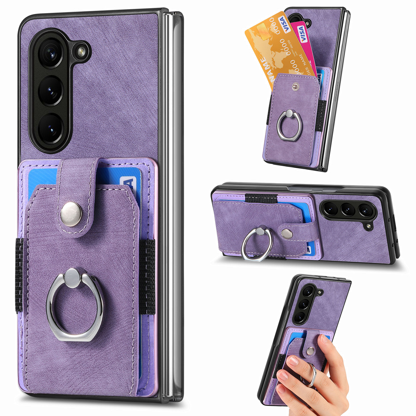 zfold5卡包手机壳带指环卡包一体