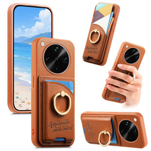 真我14适用OPPOFind X8 Ultra手机壳带卡包一体realme真我14 Pro保护套指环支架realme 14T海外版插卡卡槽外