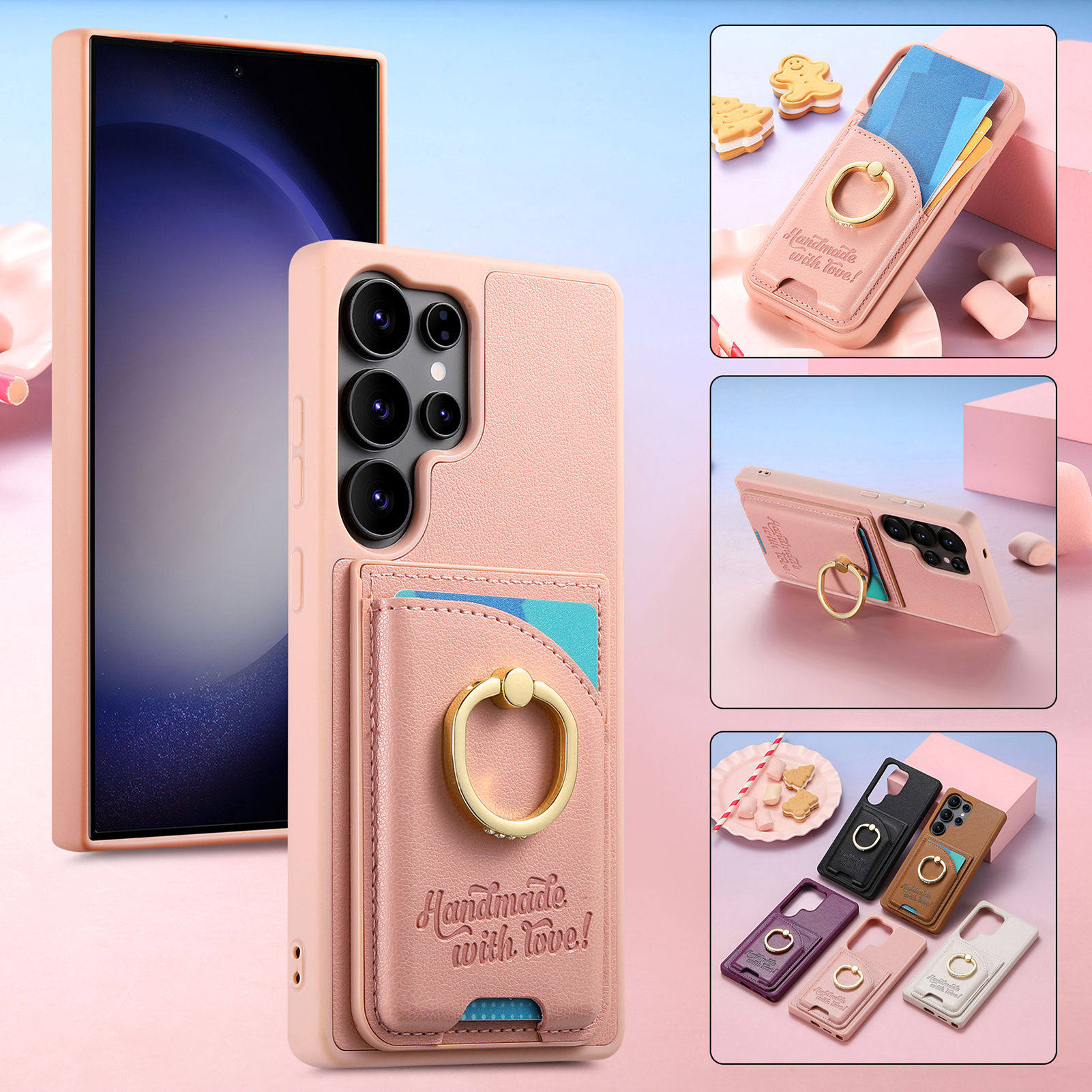 带指环适用三星S25 Edge手机壳三星S24Ultra一体卡包A05手机壳支架 A04插卡零钱包三星A555G卡套保护套A54