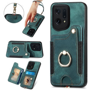 卡包带绳适用oppofindx5手机壳卡包一体Reno8T卡片收纳Reon7卡套opop新款a96指环支架真我GT大师版带手腕外壳