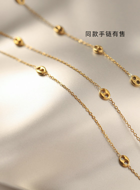 轻奢简约猪鼻扣项链钛钢小众锁骨