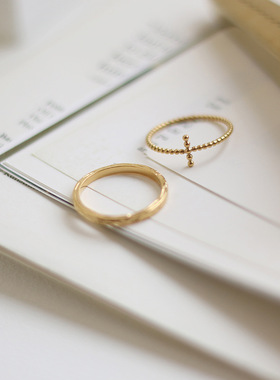 北欧锡纸十字钛钢戒指不掉色