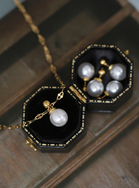 珍珠项链钛钢镶嵌珍珠嘴唇连女