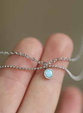 双层十字链钛钢欧泊石项链