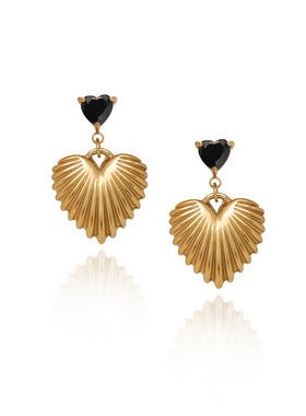 ED209 秋季新品 美拉德爱心爪钻黑桃扑克元素耳环耳饰 钛钢镀18K