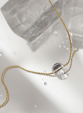 白水晶小灯泡锁骨链镀18K金